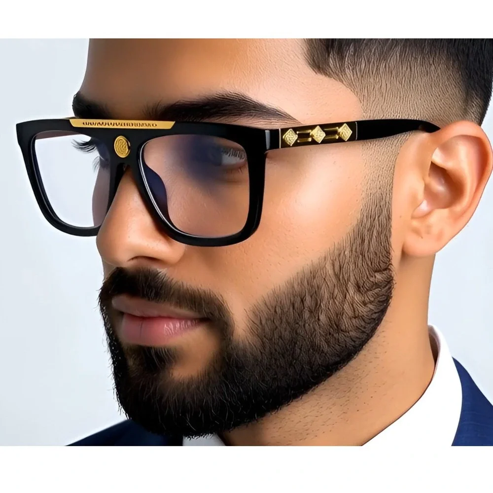 Men's CLASSIC RETRO HIP HOP Hardcore‎ RAPPER SUN GLASSES Clear Lens Gold Frame